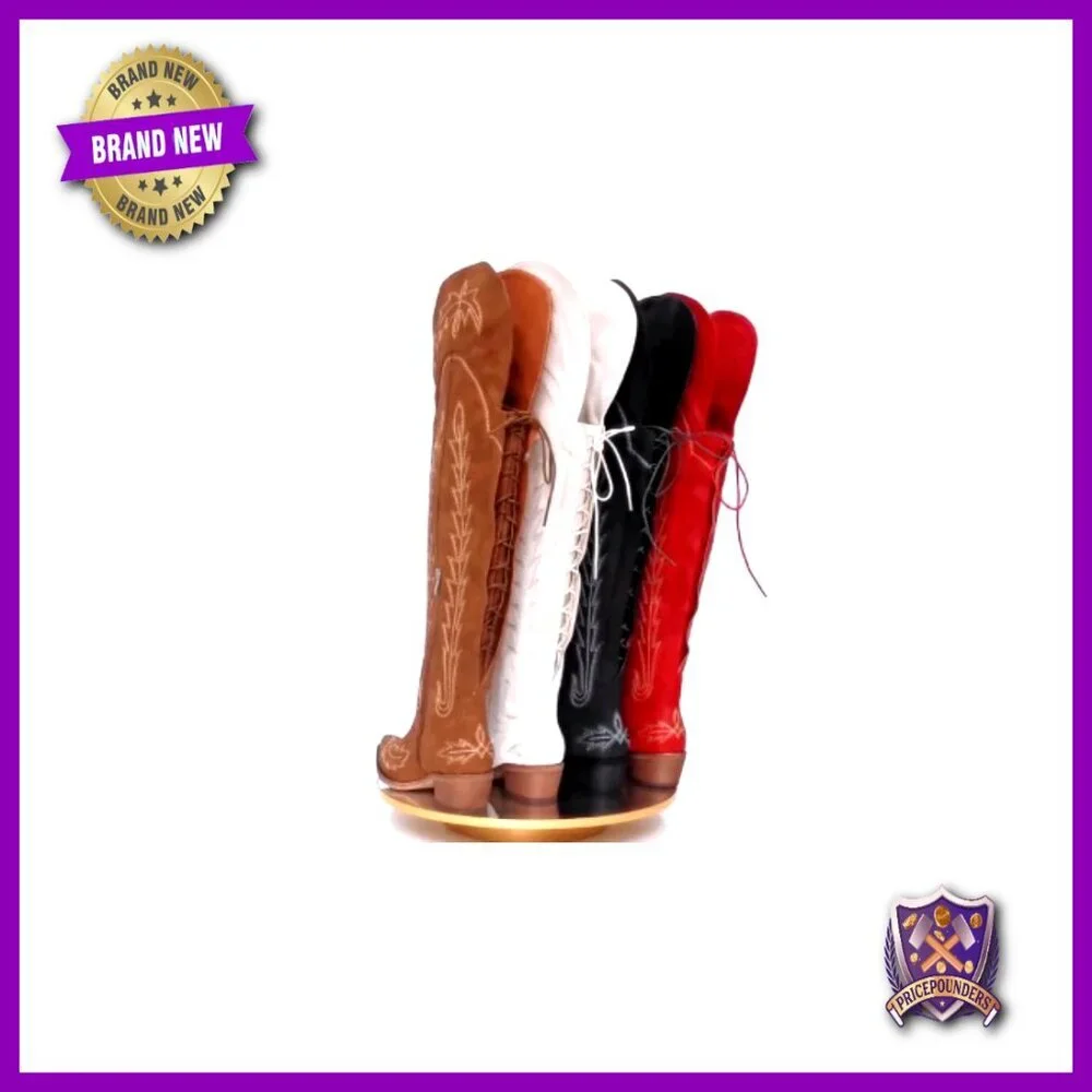 Over the Knee Cowboy Boots Adjustable Thigh High Cowgirl Western Boots